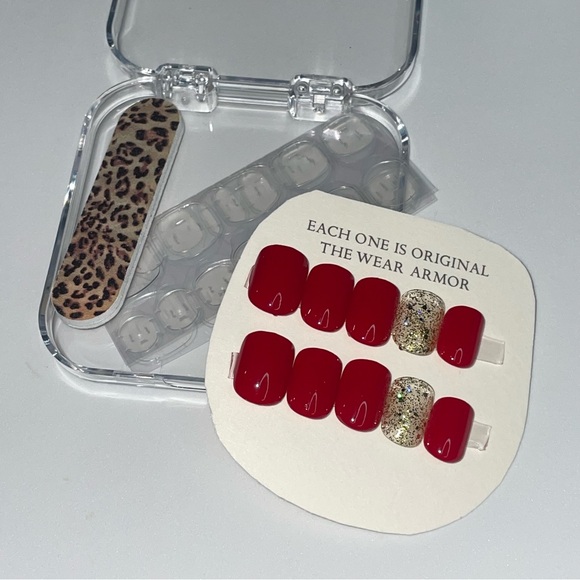 🎃 10 Press-On Nails Extra Small ~ Ready Set Red & Sunset ~ - Picture 1 of 4